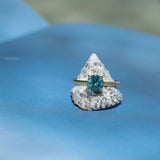 1.43ct Round Precision Cut Teal Montana Sapphire Classic 4 Prong Solitaire in 18k Yellow Gold