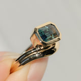 2.01ct Emerald Cut Madagascar Sapphire Bezel Set Ripple Contour Solitaire in 14k Yellow Gold