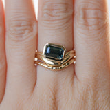 2.01ct Emerald Cut Madagascar Sapphire Bezel Set Ripple Contour Solitaire in 14k Yellow Gold