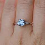 1.66ct Untreated Old Mine Cut Montana Sapphire and Princess Cut Diamond Rapids Low Profile Ring in 14k White Gold