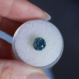 2.34CT ROUND PRECISION CUT MONTANA SAPPHIRE, OCEAN BLUE, UNTREATED, 7.44X5.50MM
