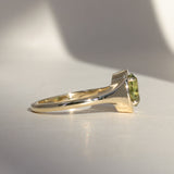 1.28ct Oval Green Montana Sapphire Low Profile 4 Prong Signet Solitaire in 14k Yellow Gold