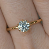 0.97ct Untreated Round Precision Cut Aqua Montana Sapphire Lotus Solitaire in 14k Yellow Gold