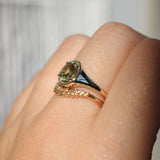 1.28ct Oval Green Montana Sapphire Low Profile 4 Prong Signet Solitaire in 14k Yellow Gold