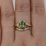 1.28ct Oval Green Montana Sapphire Low Profile 4 Prong Signet Solitaire in 14k Yellow Gold