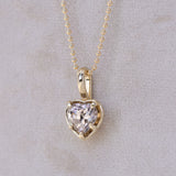 4.25ct Natural Champagne Zircon Heart Prong Pendant in 14k Yellow Gold