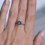 1.46CT ROUND PRECISION CUT MONTANA SAPPHIRE, TEAL GREEN, UNTREATED, 7.08X4.1MM