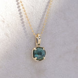 2.45ct Australian Silky Teal Sapphire 4 Prong Pendant in 14k Yellow Gold