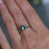1.46CT ROUND PRECISION CUT MONTANA SAPPHIRE, TEAL GREEN, UNTREATED, 7.08X4.1MM