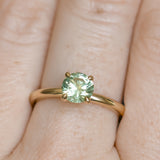1.01ct Round Green Montana Sapphire Classic Four Prong Solitaire in 14k Yellow Gold