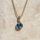 1.06ct Round Blue Montana Sapphire 4 Prong Pendant in 14k Yellow Gold