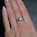 1.46CT ROUND PRECISION CUT MONTANA SAPPHIRE, TEAL GREEN, UNTREATED, 7.08X4.1MM