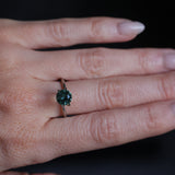 1.46CT ROUND PRECISION CUT MONTANA SAPPHIRE, TEAL GREEN, UNTREATED, 7.08X4.1MM