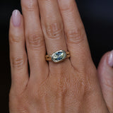 1.93ct Untreated Oval Brilliant Nigerian Parti Sapphire East-West Bezel Solitaire Alluvial Style Ring in 14k Green Gold