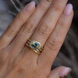1.93ct Untreated Oval Brilliant Nigerian Parti Sapphire East-West Bezel Solitaire Alluvial Style Ring in 14k Green Gold