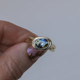 1.93ct Untreated Oval Brilliant Nigerian Parti Sapphire East-West Bezel Solitaire Alluvial Style Ring in 14k Green Gold