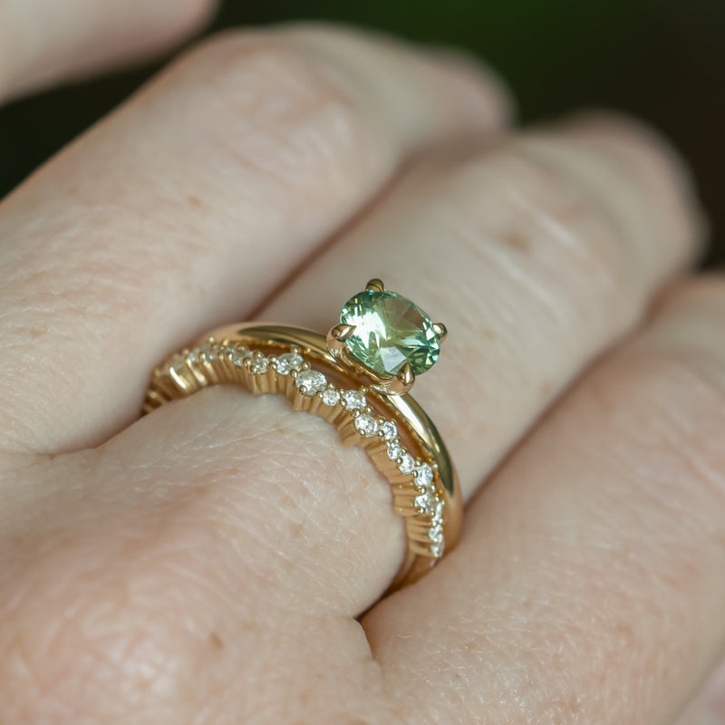 1.01ct Round Green Montana Sapphire Classic Four Prong Solitaire in 14k Yellow Gold