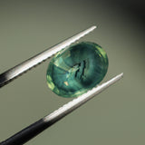 2.82CT OVAL MADAGASCAR SAPPHIRE, CARIBBEAN TEAL GREEN WITH GROWTH LINES, 8.94X6.75X5.50MM