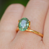 2.82CT OVAL MADAGASCAR SAPPHIRE, CARIBBEAN TEAL GREEN WITH GROWTH LINES, 8.94X6.75X5.50MM