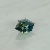 2.43CT ELONGATED HEXAGON MADAGASCAR SAPPHIRE, PARTI GREEN AND TEAL, 11X6.9X4.8MM