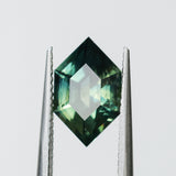 2.43CT ELONGATED HEXAGON MADAGASCAR SAPPHIRE, PARTI GREEN AND TEAL, 11X6.9X4.8MM