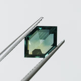 2.43CT ELONGATED HEXAGON MADAGASCAR SAPPHIRE, PARTI GREEN AND TEAL, 11X6.9X4.8MM