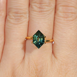 2.43CT ELONGATED HEXAGON MADAGASCAR SAPPHIRE, PARTI GREEN AND TEAL, 11X6.9X4.8MM
