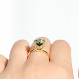 2.43CT ELONGATED HEXAGON MADAGASCAR SAPPHIRE, PARTI GREEN AND TEAL, 11X6.9X4.8MM