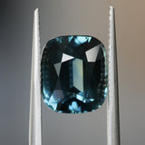 5.74CT UNTREATED CUSHION MADAGASCAR SAPPHIRE, PARTI DEEP TEAL BLUE, 10.2X8.8X7.2MM