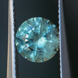 1.61CT ROUND PRECISION CUT MONTANA SAPPHIRE, LIGHT TEAL GREEN, 6.9X4.6MM