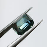 5.74CT UNTREATED CUSHION MADAGASCAR SAPPHIRE, PARTI DEEP TEAL BLUE, 10.2X8.8X7.2MM