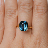 5.74CT UNTREATED CUSHION MADAGASCAR SAPPHIRE, PARTI DEEP TEAL BLUE, 10.2X8.8X7.2MM