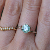 1.61CT ROUND PRECISION CUT MONTANA SAPPHIRE, LIGHT TEAL GREEN, 6.9X4.6MM