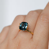 5.74CT UNTREATED CUSHION MADAGASCAR SAPPHIRE, PARTI DEEP TEAL BLUE, 10.2X8.8X7.2MM