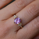 1.79ct Cushion Cut Pink Sapphire and Diamond Cluster Ring in 14k Yellow Gold