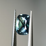 2.60CT CUSHION MADAGASCAR SAPPHIRE, PARTI TEAL BLUE AND WHITE, 8.9X7.2X4.7MM