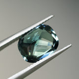 2.60CT CUSHION MADAGASCAR SAPPHIRE, PARTI TEAL BLUE AND WHITE, 8.9X7.2X4.7MM