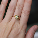 2.18CT MADAGASCAR EMERALD CUT, BICOLOR YELLOW BLUE, 6.66X5.98X5.29MM