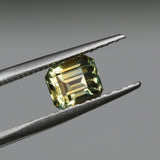 2.18CT MADAGASCAR EMERALD CUT, BICOLOR YELLOW BLUE, 6.66X5.98X5.29MM