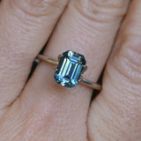 2.34CT MADAGASCAR EMERALD CUT SAPPHIRE, STEELY TEAL, 8.8X6.2X4.5MM