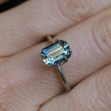 2.34CT MADAGASCAR EMERALD CUT SAPPHIRE, STEELY TEAL, 8.8X6.2X4.5MM
