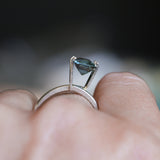 2.34CT MADAGASCAR EMERALD CUT SAPPHIRE, STEELY TEAL, 8.8X6.2X4.5MM