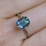 2.34CT MADAGASCAR EMERALD CUT SAPPHIRE, STEELY TEAL, 8.8X6.2X4.5MM