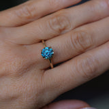 2.34ct Round Untreated Blue Montana Sapphire Classic 4 Prong Solitaire in 14k Yellow Gold- Appraised Stone
