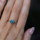 2.34ct Round Untreated Blue Montana Sapphire Classic 4 Prong Solitaire in 14k Yellow Gold- Appraised Stone