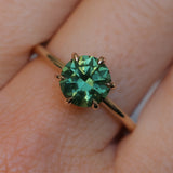 1.91ct Round Australian Green Sapphire Lotus Solitaire in 14k Yellow Gold