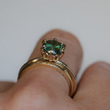 1.91ct Round Australian Green Sapphire Lotus Solitaire in 14k Yellow Gold