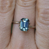 2.34CT MADAGASCAR EMERALD CUT SAPPHIRE, STEELY TEAL, 8.8X6.2X4.5MM
