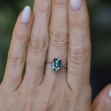 2.34CT MADAGASCAR EMERALD CUT SAPPHIRE, STEELY TEAL, 8.8X6.2X4.5MM
