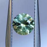 1.08CT ROUND PRECISION CUT MONTANA SAPPHIRE, LIGHT GREEN YELLOW, 5.9X4.03MM